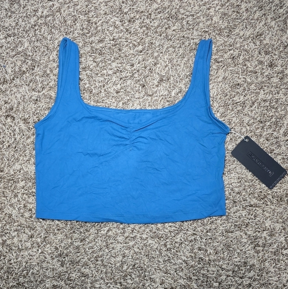 Alphalete Ultrasoft Square Neck Tank Women's Crop Top Deep Teal Size XL NWT